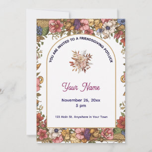 Elegantes Florales Personalisiertes Friendsgiving Einladung