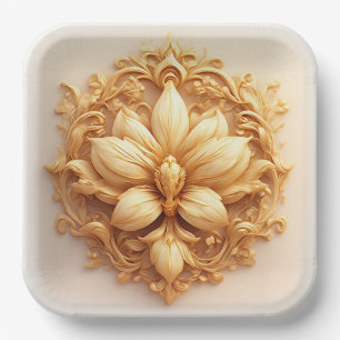 Elegantes florales Reliefdesign mit aufwendigen De Pappteller