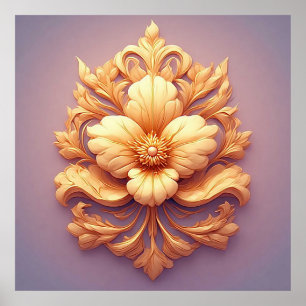 Elegantes florales Reliefdesign mit aufwendigen De Poster