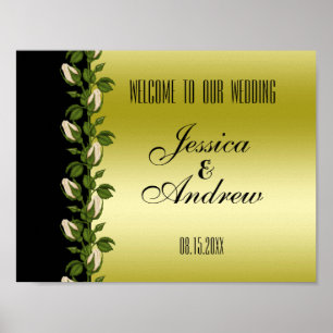 Elegantes florales romantisches Gold & Schwarz Hoc Poster