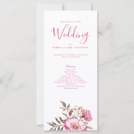 Elegantes florales Rosa-Minimal-Hochzeitsprogramm