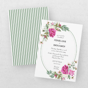 Elegantes Florales Rosa Pfingstrosen-Monogramm-Hoc Einladung
