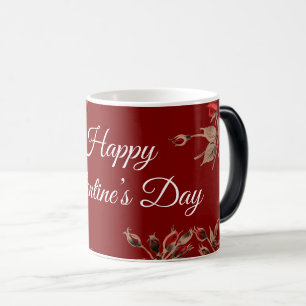 Elegantes Florales Rottes Frohes Valentinstag Verwandlungstasse