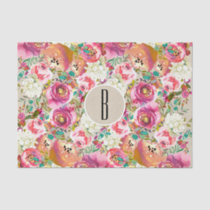 Elegantes Florales Rustikales Kraft-Monogramm Shab Seidenpapier