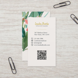 Elegantes, florales Script Gold | QR-Code für sozi Visitenkarte