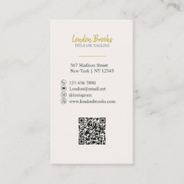 Elegantes, florales Script Gold | QR-Code für sozi Visitenkarte