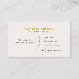 Elegantes, florales Script Gold | Social Media Bus Visitenkarte