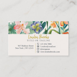 Elegantes, florales Script Gold | Soziale Medien Visitenkarte