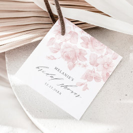 Elegantes, florales Script Rosa Brautparty Geschenkanhänger