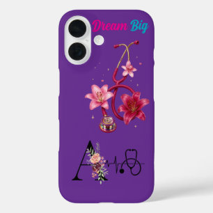 Elegantes florales Stethoskop Lila Hülle