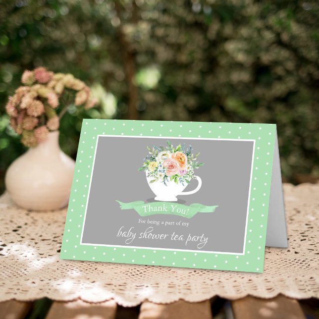 Elegantes florales Teacup Baby Dusche Tee Party Dankeskarte (Von Creator hochgeladen)