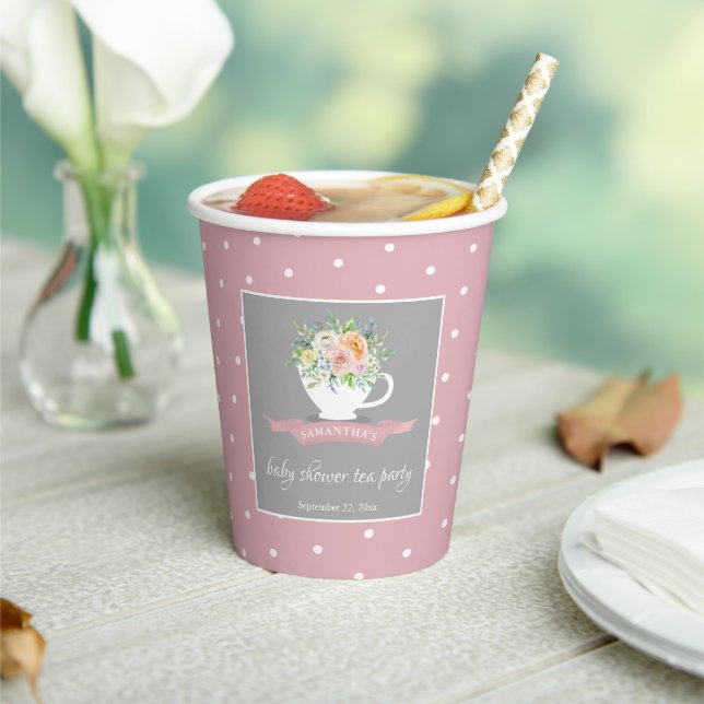 Elegantes florales Teacup Baby Dusche Tee Party Pappbecher (In Situ)