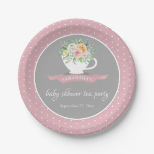 Elegantes florales Teacup Baby Dusche Tee Party Pappteller