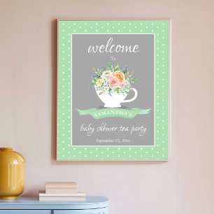 Elegantes florales Teacup Baby Dusche Tee Party Poster
