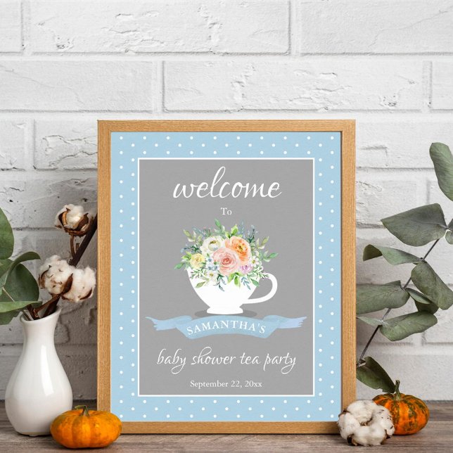 Elegantes florales Teacup Baby Dusche Tee Party Poster (Von Creator hochgeladen)