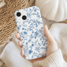 Elegantes florales Toile Blau und Weiß im Vintage-