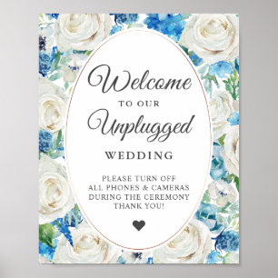 Elegantes florales unplugged Hochzeitsschild Poster