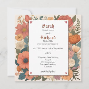 Elegantes florales Vintage-Design in Pastellfarben Einladung