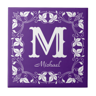 Elegantes florales Vintage-Monogramm mit individue Fliese