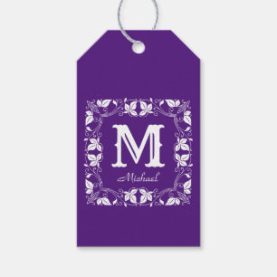 Elegantes florales Vintage-Monogramm mit individue Geschenkanhänger