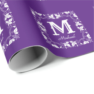 Elegantes florales Vintage-Monogramm mit individue Geschenkpapier