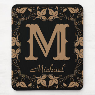 Elegantes florales Vintage-Monogramm mit individue Mousepad
