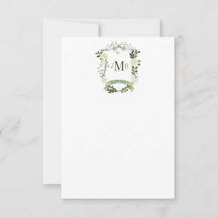 Elegantes florales Wappen-Hochzeit Dankeskarte