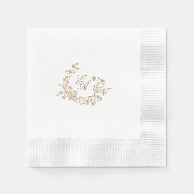 Elegantes florales Wappen Monogram Wedding Napkin Serviette (Vorderseite)