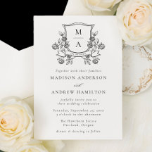 Elegantes florales Wappen-Monogramm Hochzeit