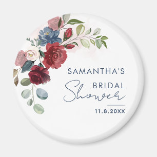 Elegantes florales Wasserfarbe-Script Brautparty Magnet