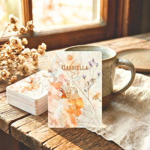 Elegantes florales Wasserfarben-Einzelmonogramm Spielkarten