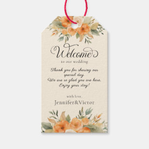 Elegantes florales Wasserfarben-Hochzeits-Willkomm Geschenkanhänger