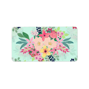 Elegantes florales Wasserfarbendesign Adressaufkleber