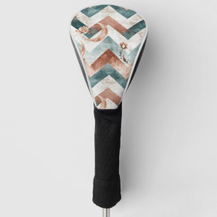 Elegantes florales Zickzackmuster mit warmen Mond- Golf Headcover