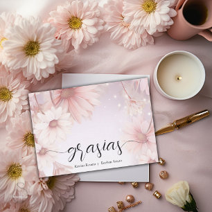 Elegantes Flores de margarita rosa Dankeskarte