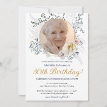 Elegantes florgelbes Foto 80. Geburtstag