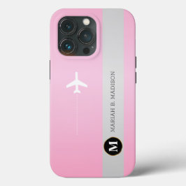 Elegantes Flugzeug, rosa Goldmetall mit Monogramm Case-Mate iPhone Hülle