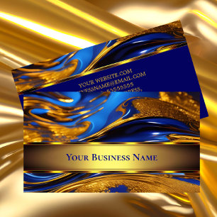 Elegantes flüssiges Gold Königlich Blau Abstrakt Visitenkarte