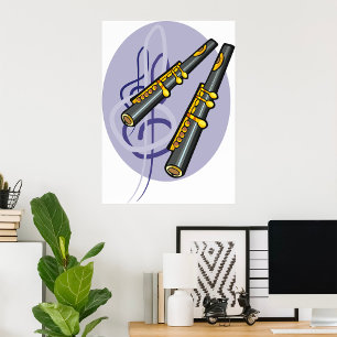 Elegantes flute Duet Musikinstrument Poster