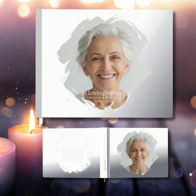Elegantes Foil Funeral Gästebuch Foto Gedächtnis (Von Creator hochgeladen)