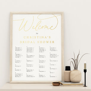 Elegantes Foil Script Alphabetisches Seating Chart Foliendrucke