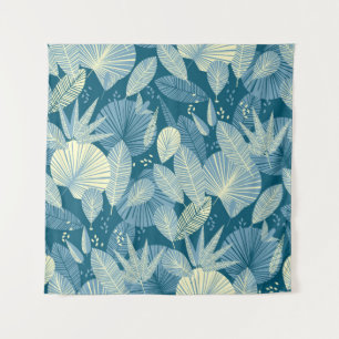 Elegantes Foliage: Grau-blaues tropisches Muster. Wandteppich