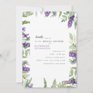 Elegantes Foliage & Lavender Brautparty gerundet Einladung