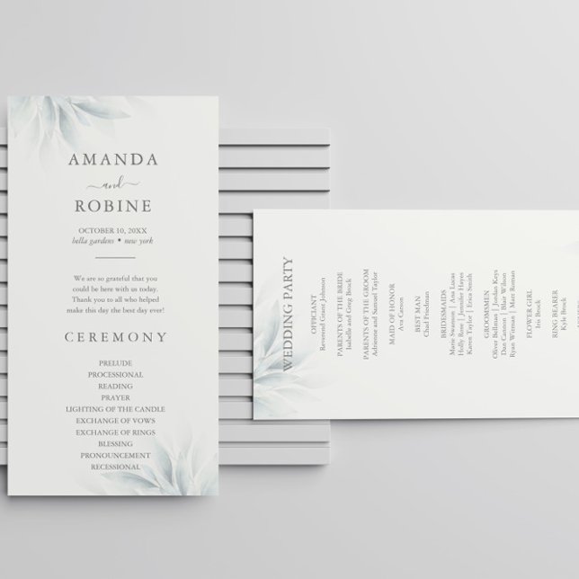 Elegantes Foliage Modern Wedding Program (Von Creator hochgeladen)