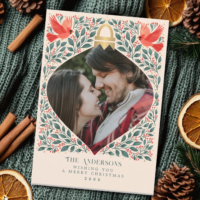 Elegantes Folk Art Kardinal Weihnachten Foliage Fo (Von Creator hochgeladen)