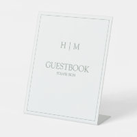 Elegantes Formal Sage Green Monogram Guestbook