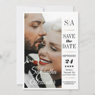 Elegantes formales Foto mit Vintager Schwarzer Kra Save The Date