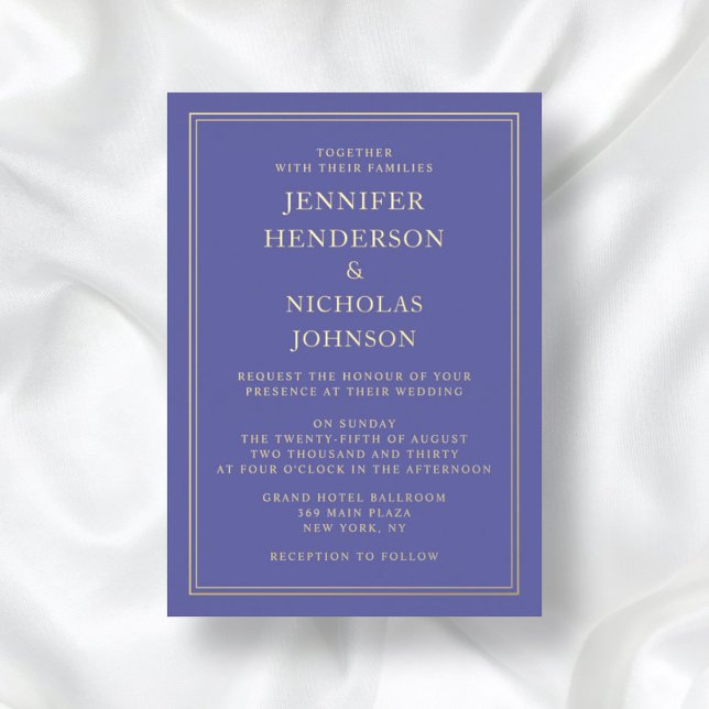 Elegantes formales Lila HochzeitGold Folieneinladung (Von Creator hochgeladen)