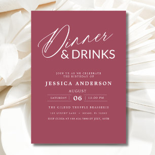 Elegantes formales Mauve Rosa Abendessen Party Einladung