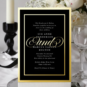 Elegantes formales Premium Gold Frame Wedding Folieneinladung